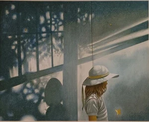 Robert Vickrey "DER BESUCHER" Bleistift signiert/nummeriert 170/200 orig. Lithographie - Bild 1 von 8