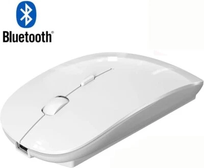 WHITE Bluetooth 2.4GHz dual mode Mouse Wireless Slim Rechargeable PC Laptop USA - Image 1 of 4