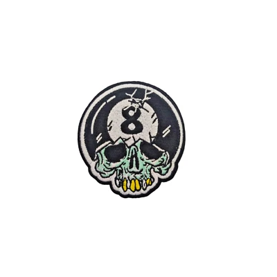 Ball Patch 8 Eight Billiard Skull Heat Adhesive Clothes Iron Skull Patch - Image 1 of 2