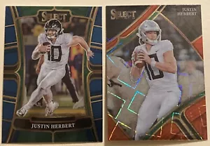 2023 Panini Select Draft Picks Justin Herbert Red Lazer Prizm SP #134 + Base #34 - Picture 1 of 2