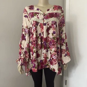 Umgee USA Boutique Women's Medium Floral Cute Spring Top Blouse Flowy Shirt - Picture 1 of 10