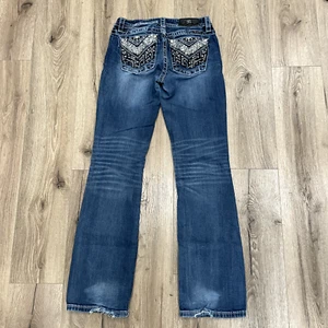 Miss Me Jeans Women' 28 Mid Rise Easy Boot Cut Embroidered Rhinestone Cowgirl - Picture 1 of 10
