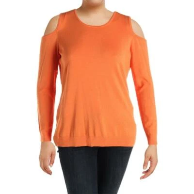 Suéter Top CONTEXT Para Mujer NARANJA Acanalado HOMBRO FRÍO TALLA PLUS 1X NUEVO CON ETIQUETAS Foto 1 de 2