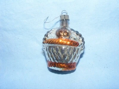 Vintage Christmas Tree Glass Figural Decoration Basket Fruit Bauble Antique - Image 1 of 2