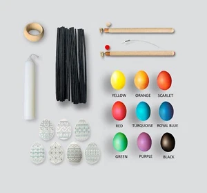Easter Egg Decorating Kit#2:H+F Wax Pens+9 Dyes+Wax+Stand+Wire+Candle+7 Designs - Picture 1 of 1