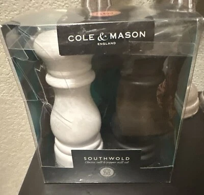 Cole & Mason Southwold Classic Salt & Pepper Mill Gift Set, Black/White - Image 1 of 3