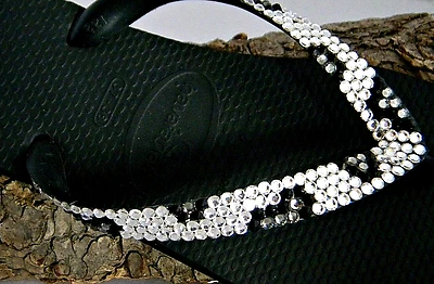 Chanclas planas o de cuña Havaianas de cristal de leopardo de las nieves con zapatos Swarovski Jewel Foto 1 de 2