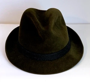 VTG Resistol Self Conforming Mens Wool Felt Fedora Hat Feather Size 7 Dark Green - Picture 1 of 8