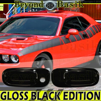 Cubiertas de manija de puerta negras brillantes para Dodge Challenger 2008 2009 2010 embellecedores superpuestos Foto 1 de 2