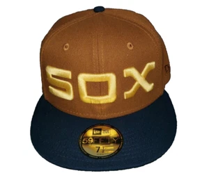 CHICAGO WEISSE SOCKENMÜTZE GRIZZLYBÄR HERREN NEW ERA 59 FIFTY BRAUN BLAU GRÖSSE 7 3/4 - Bild 1 von 3