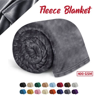 Large Blanket Super Soft Faux Fur Fleece Bed Sofa Throw Thick Warm Cozy Blankets - Image 1 of 4