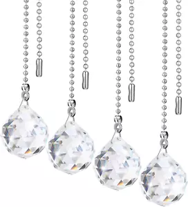 4 Pcs Fan Pull Chain Extension Decorative Ornaments Clear Crystal Ceiling Fan Li - Picture 1 of 12