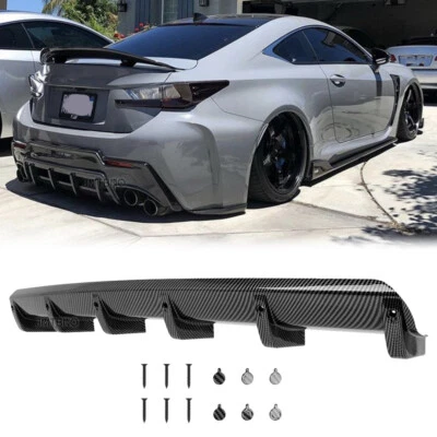 For Lexus RC300 RC350 F-Sport Rear Bumper Diffuser Lip Splitter Shark Fin Carbon - Image 1 of 4