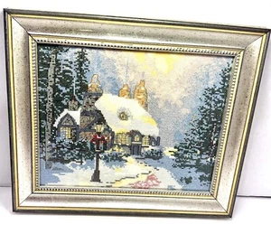 Thomas Kinkade Counted Cross Stitched STONEHEARTH HUTCH #50995. Prof. Framed - Picture 1 of 4