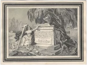 Cementerio: Luto belga de lujo de 1842 - Tarjeta funeraria cementerio tumba mujer - Imagen 1 de 2