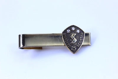 Gold Filled 10K YG 25 Year Standard Register w/ White Topaz Tie Clip 1.5"- 13776 - Image 1 of 4