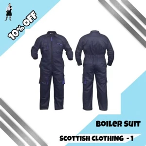 Men's Boiler Suit Coveralls, Mechanics Protective Overalls, Navy Blue Work Wear - Picture 1 of 3
