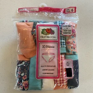 Fruit of the Loom Girls' Cotton Soft Bikinis 10-Pack Size 6 (39-49 lbs.) - Picture 1 of 4