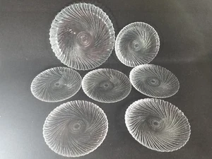 6 Placas Arcoroc USA Seabreeze 7 1/2" Remolinadas Festoneadas Vidrio Transparente 1 10" Placa - Imagen 1 de 3