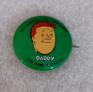 Burger Chef Daddy Familie Zirkus Comic Pin Knopf Neu aus altem Lagerbestand 1970er Jahre - Bild 1 von 2