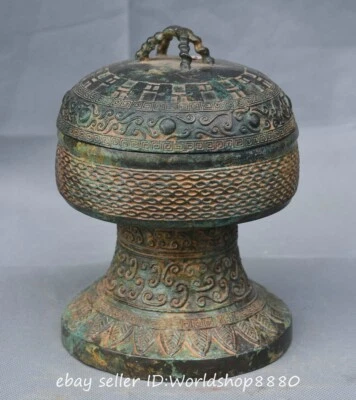 Quemador de incienso tapa redonda patrón de flores de bronce marcado chino de 7,8" Foto 1 de 4