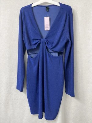 Vestido ceñido al cuerpo de lúrex de manga larga para mujer - Lapislázuli Wild Fable™ - Talla L Foto 1 de 4