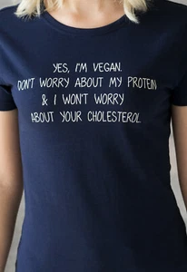 Vegan Protein T Shirt Slogan Funny Cute Organic Cotton Womens Girls Printed Tee - Picture 1 of 11