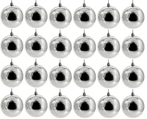 24 Weihnachtskugeln für Draußen Christbaumkugeln Outdoor Kugeln Ø10cm silber - Bild 1 von 11