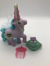 Vintage G1 My Little Pony Princess Sparkle Amethyst 1987 Pony, Bushwoolie, Comb!
