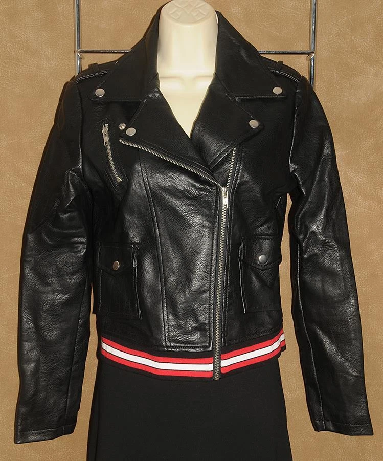 Chaqueta de motocicleta Romeo & Juliet Couture ~ negra - imitación vegana CUERO talla M *¡NUEVA! Foto 1 de 1