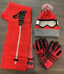 Boys GAP Kids Winter Scarf Hat Gloves Set Size Small/Medium (4-7 Yrs) Ski Theme - Picture 1 of 7