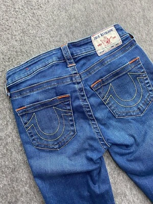 Pantalones de mezclilla ajustados True Religion Jennie Curvy tiro medio para mujer talla 26 lavado medio Foto 1 de 4