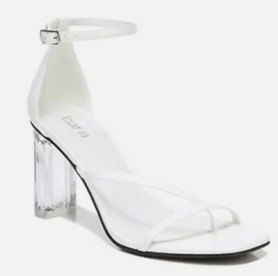 Bar III Blakke Women’s Size 9M White Strappy Clear Heel Sandals Shoes MSRP $80 - Image 1 of 4