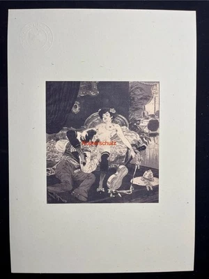 Erotischer Gyclée Art Print „Der Musikant“ nach  Marquis de Bayros 1920 wank her - Bild 1 von 2