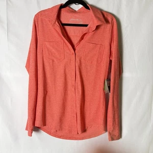 Eddie Bauer Women's Coral Button-Down Beyond Shirt Pimento Medium FreeDry Casual - Picture 1 of 11