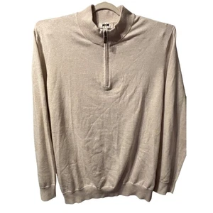 Joseph Abboud Mens Modern Fit 3X Pima Cotton Quarter Zip Sweater Beige Casual - Picture 1 of 6