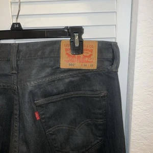 Levi’s 501 Button Fly Jeans 34X32 Dark Gray Denim Ca00342 WPL 423 Straight Leg - Picture 1 of 4