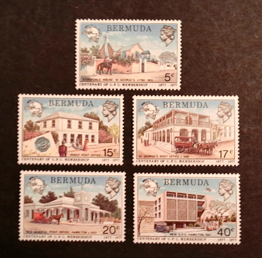Bermuda Scott 350-54 Compl Set of 5 Mint Never Hinged 1977 UPU Centenary Stamps - Image 1 of 1