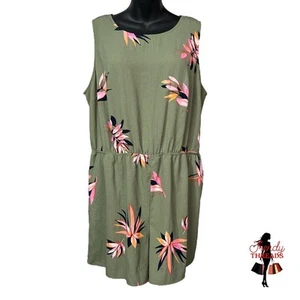 A New Day Mameluco Mujer Talla 1X XL Verde Estampado Tropical Corto Peekaboo Espalda Hawaii - Imagen 1 de 11