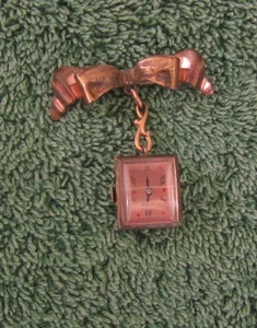Vintage Woman's Norman 17 Jewel Art Deco Pink Gold Watch & Pin Brooch - Picture 1 of 5