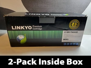 2-Pack Linkyo LY-BR-TN660D Premium Cartridges Fit/For Select HP, Black - Picture 1 of 10