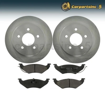 Brake Rotor Brake Pad Rear 3x for Ford Grand Marquis 4.6L 1991 - 1995 - Image 1 of 4