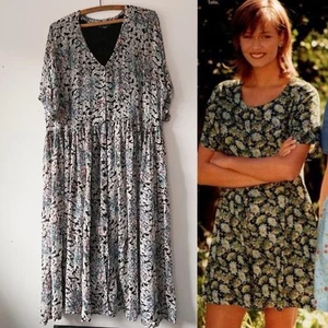 Vintage Y2K Floral Short sleeve midi vintage dress M - Picture 1 of 11
