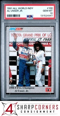 1991 ALL WORLD INDY #100 AL UNSER JR. HOF POP 2 PSA 10 - Image 1 of 3