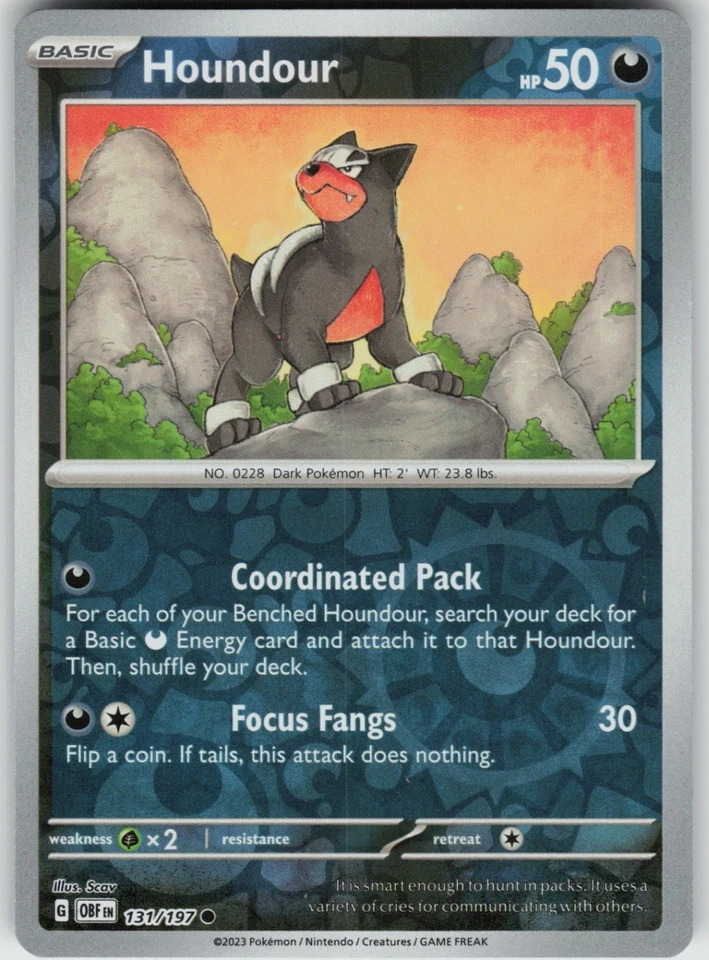 PO-01 Reverse Holo Houndour 131/197 Common SV03: Obsidian Flames - Image 1 of 1