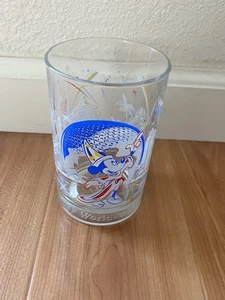 Disney World 2000 Sorcerer Mickey Fantasia Spaceship Earth Glass Cup EPCOT 5" - Picture 1 of 6