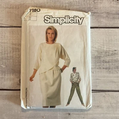 Simplicity 7180 Sewing Pattern Wrap Top Kimono Sleeve Skirt Pants Miss 8 UNCUT - Image 1 of 4