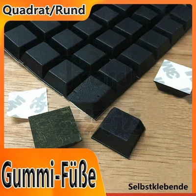 Selbstklebende Quadrat/Rund Gummi-Füße Rutschfest Tisch Stuhl Beine Gummidämpfer - Bild 1 von 4