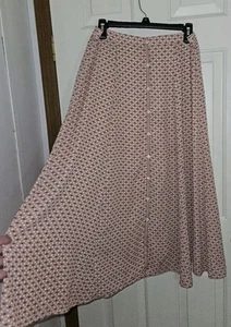 Max Studio Skirt L Pink & Blue Midi A-line Office Travel Non Functional Buttons - Picture 1 of 7