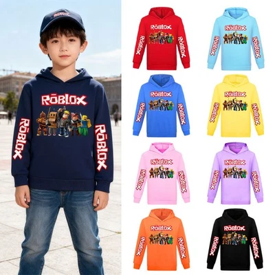 Kids Boys Girls Roblox Print Hoodie Hoody Casual Pullover Jumper Sweatshirt Tops